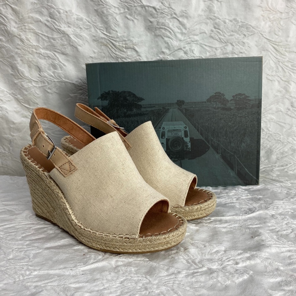 NWT TOMS Monica Natural Espadrille Slingback 10011843